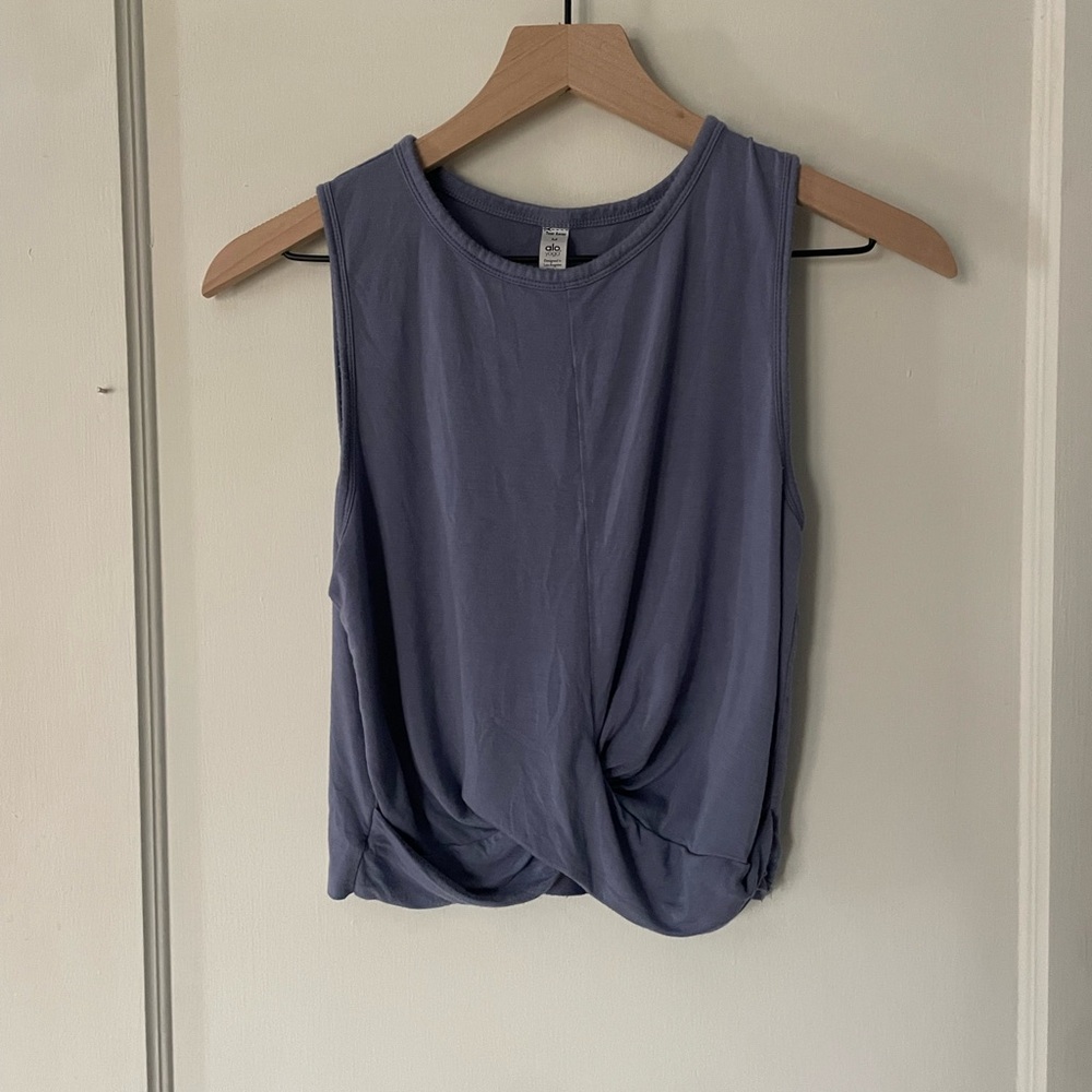 ALO Yoga wrap style, crop tank top, purple, size M